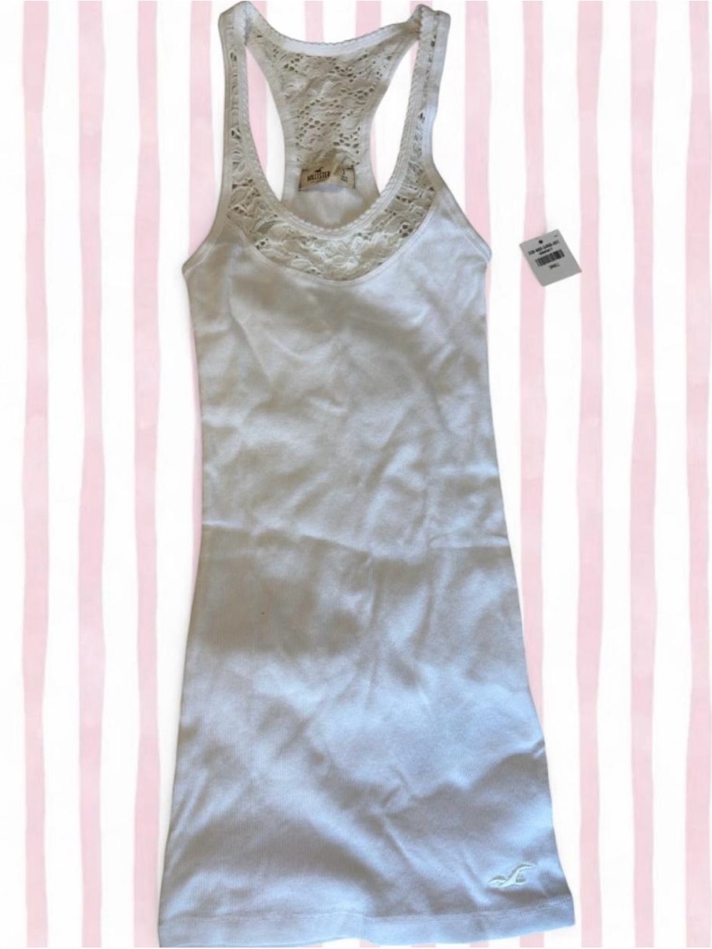 Hollister White Lace Racerback Tank Dress